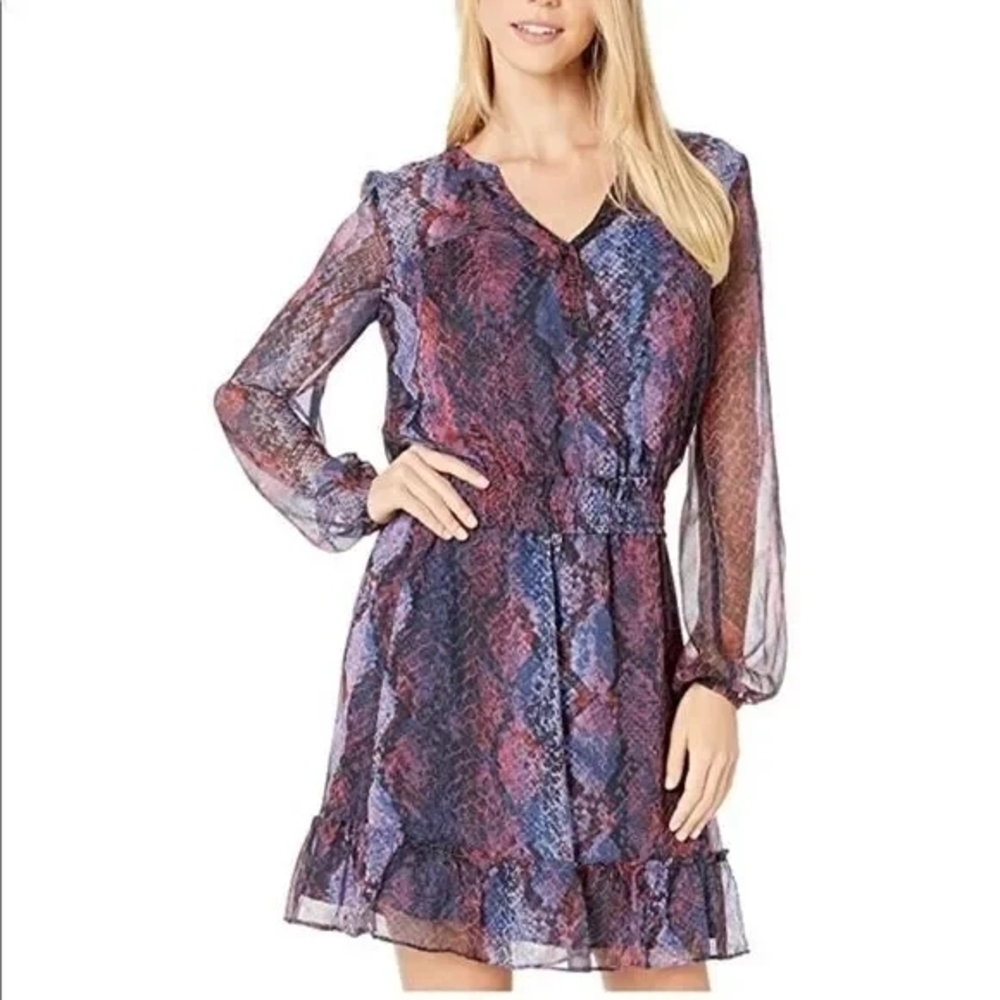 Parker Serpentina Multicolor Long Sleeve Dress Size Small